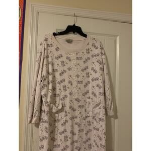 Lydia Jane white teddy bear vintage nightgown 3/4 sleeve sleepwear womens lg